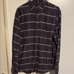 Casual Men's Plaid Shirt - Black and Gray